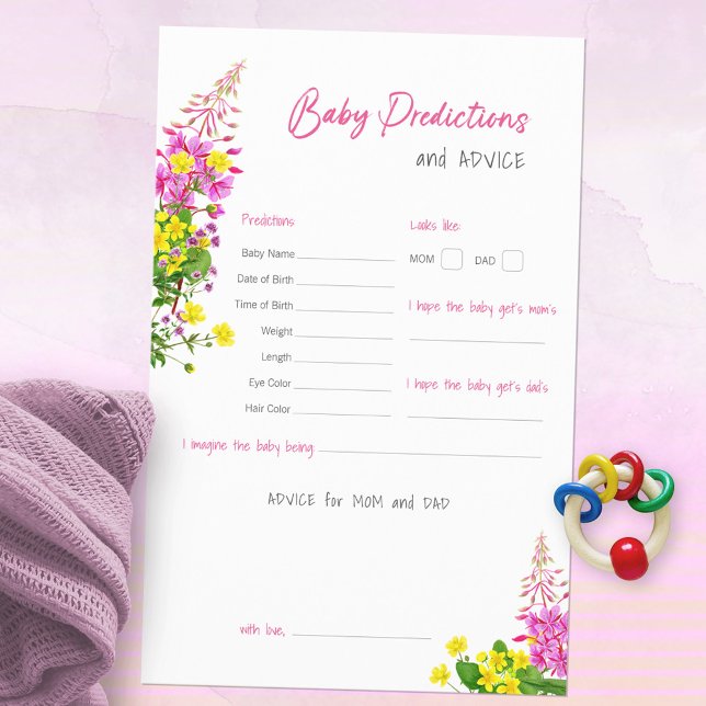 Chá de Bebê do Doce Flor Silvestre Jogo de Previsõ (Wildflower Baby Shower Predictions and Advice ©Susanne Sachers - Sunny Mind Design 🌞)