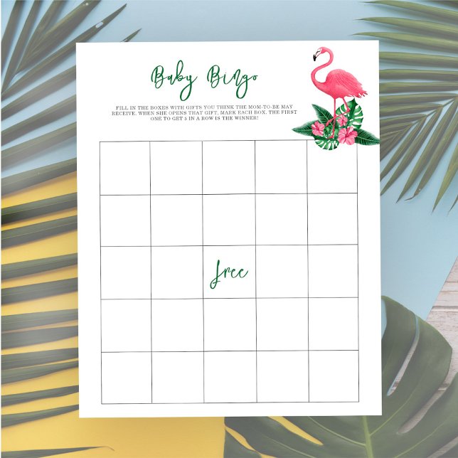 Chá de bebê do flamingo rosa - Jogo de bingo de be (Criador carregado)