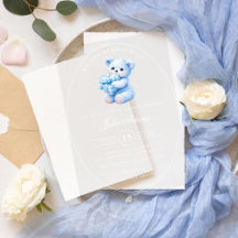 Chá de Bebê do Ursinho Little Heart Blue Gingham