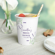 Chá de Bebê em Aquarela Roxa com Flores de Lavanda