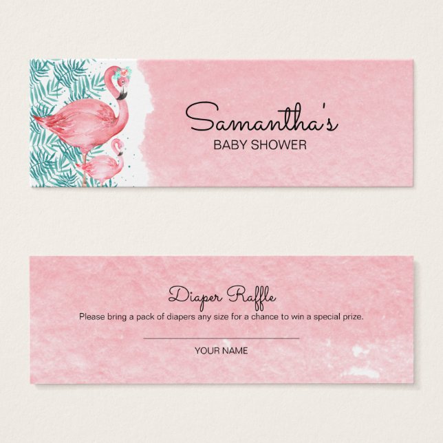 Chá de Bebê Flamingo & Folhas de Palmeira Rifas de (Frente & Verso)
