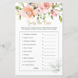 Chá de Bebê Floral Adivinhe o Jogo do Preço