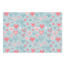Chá de Bebê Floral Folk Fofo Coração Azul Rosado