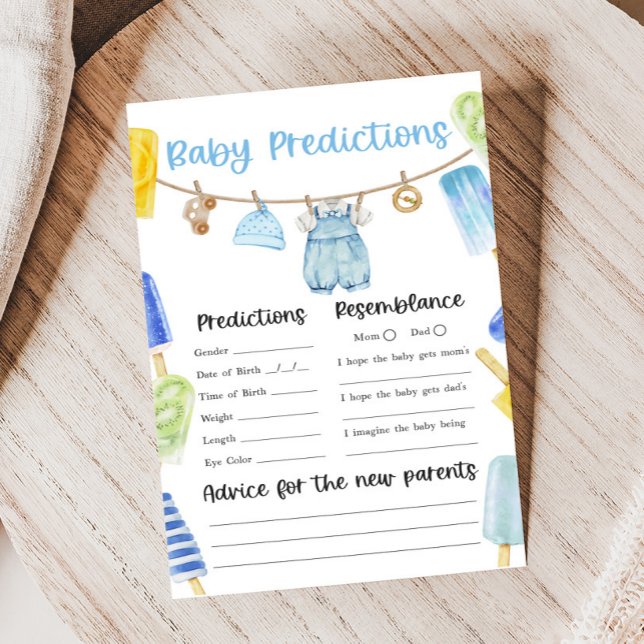 Chá de Bebê Jogo de Previsões de Bebê Picolé Menin (Ready to Pop Popsicle Baby Shower Game)