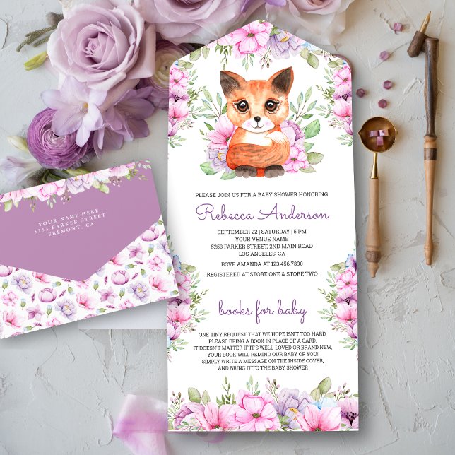Chá de Bebê Kitten Floral Rosa Roxo Fofo (Criador carregado)