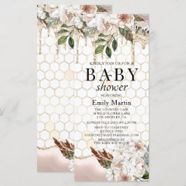 Chá de Bebê Mármore Floral Elegante