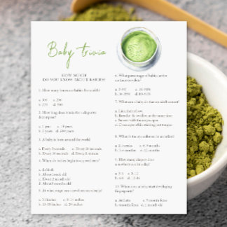 Chá de bebê Matcha - Jogo de Trivia de Bebê