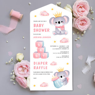 Chá de Bebê Menina Urso Coala Rosa Fofa Rainha