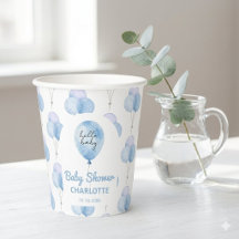 Chá de Bebê Menino Floral Balão Aquarela Azul