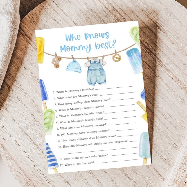 Chá de Bebê Menino Picolé Quem Conhece Melhor a Ma (Ready to Pop Popsicle Baby Shower Game)