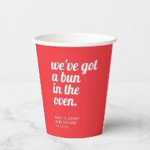 Chá de Bebê Minimalista Moderno Vermelho - Bun In 