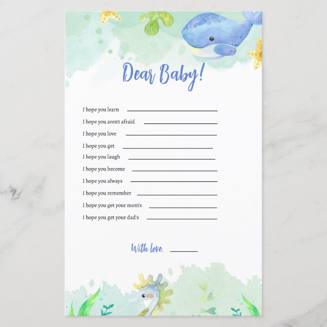 Chá de Bebê no Fundo do Mar Querido Bebê Desejos (Frente)