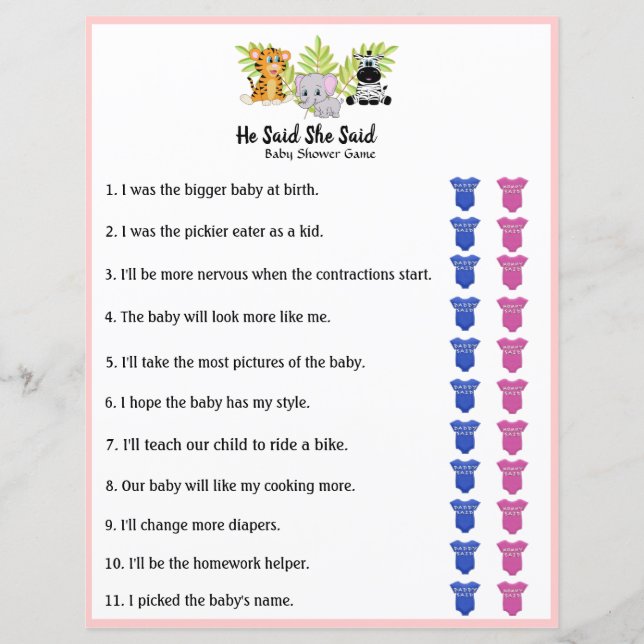 Chá de Bebê no Safari He Said She Said (Frente)