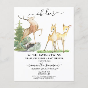 Chá de bebê Oh Deer Gêmeos Aquarela