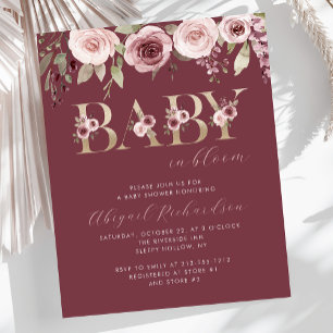 Chá de Bebê Orçamento Burgundy Blush Baby in Bloom
