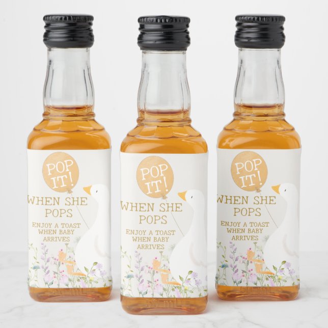 Chá de Bebê Pato Ganso Aquarela Flor Silvestre (Garrafas)