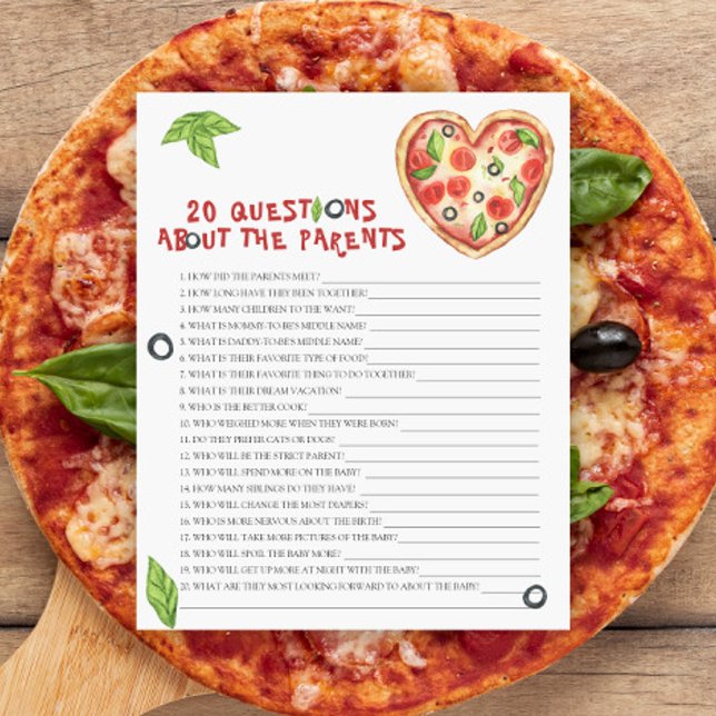 Chá de bebê pizza 20 perguntas sobre os pais (Criador carregado)