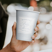 Chá de bebê preppy listrado de azul e branco em se