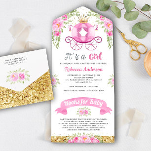 Chá de Bebê Princesa Fofa com Carruagem Floral Ros