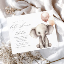 Chá de Bebê Simples com Elefante e Balões Neutro O