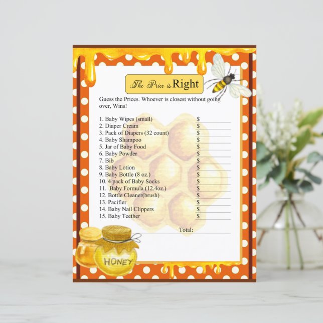 Chá de Bebê Sweet Honeybee O Jogo O Preço é Certo (Em pé/Frente)