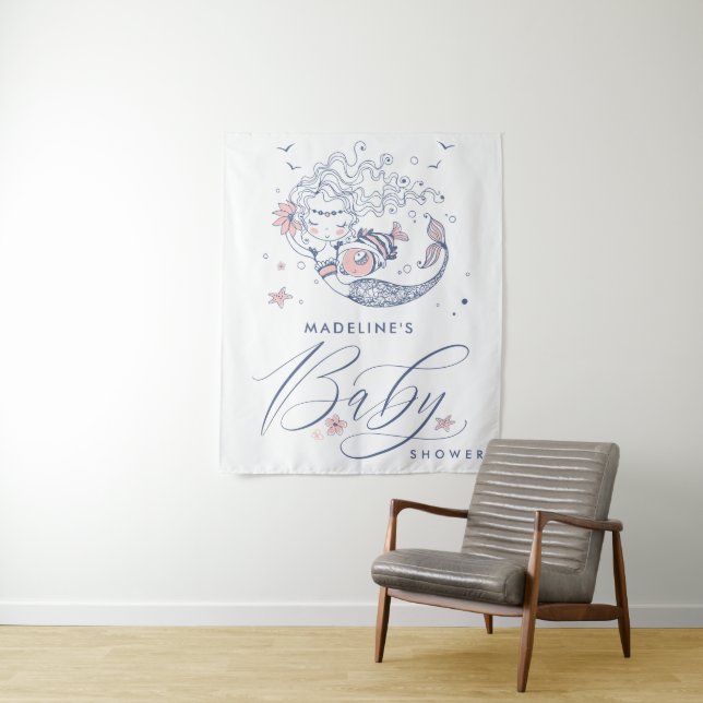 Chá de Bebê | Tapeçaria de Sereia Menina Rosa (In Situ)