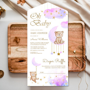 Chá de Bebê Urso Teddy Lua Roxa Suave
