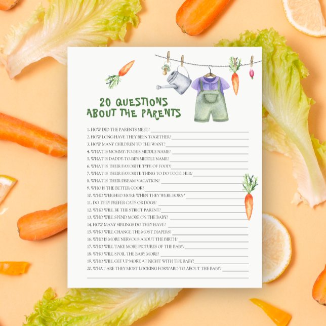 Chá de bebê vegetariano 20 perguntas sobre os pais (Criador carregado)
