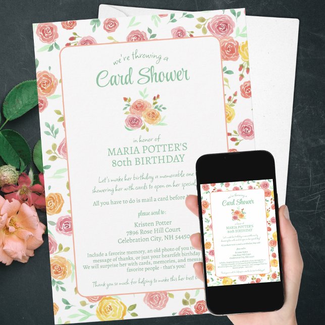 Chá de Cartão de Aniversário 80 de Rosa de de Aqua (Criador carregado)