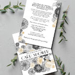 Chá de Cartão Dourado e preto de aniversário do Mi<br><div class="desc">Celebrar um aniversário de um marco em estilo com o nosso elegante convite para chás de cartas enfeitado com belas flores pretas e douradas e um charmoso grão entre elas. Perfeito para aqueles que não podem fazer uma festa tradicional, este convite fornece um alternativo animador para amigos e familiares chá...</div>