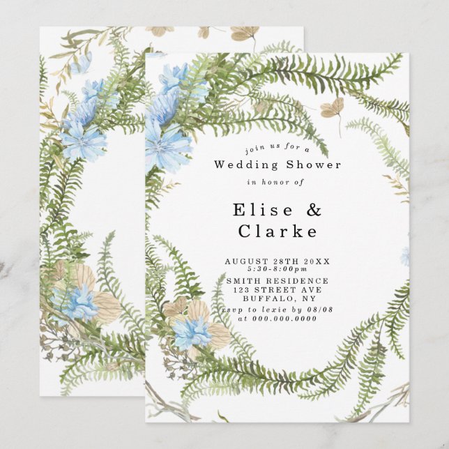 Chá de casamento Rustic Summer Fern (Frente/Verso)