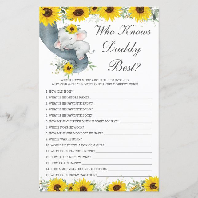 Chá De Elefante De Girassol Que Conhece Melhor O P (Frente)