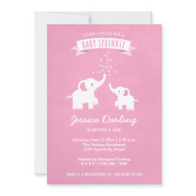 Chá de elefante rosa, bebê borrifar, convite