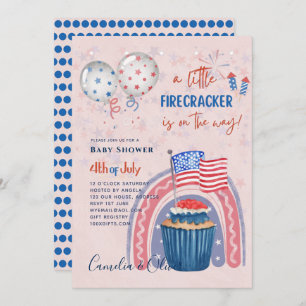 chá de fraldas 4 de julho CONVITE Cupcake Firecrac