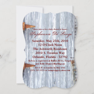 Chá de fraldas 5 x 7 Convite Lave Branca De Madeir