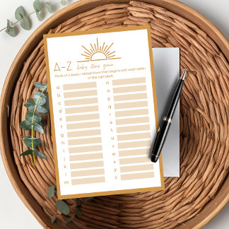 Chá de fraldas A-Z jogo de artigos para bebês Suns