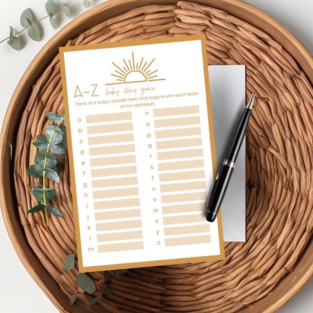 Chá de fraldas A-Z jogo de artigos para bebês Suns (Criador carregado)