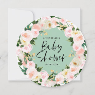 Chá de fraldas aquarela verde esverdeado escrita 