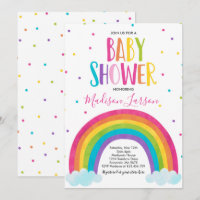 Chá de fraldas Arco-Íris Convite Brilho Rainbow Ba