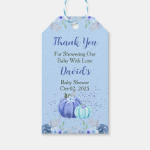 Chá de fraldas Azul De Abóbora Obrigado Etiquetas 