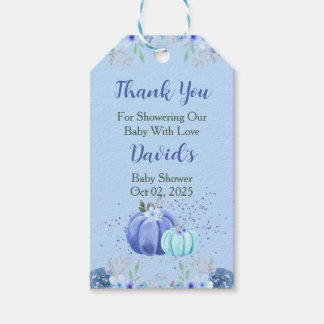 Chá de fraldas Azul De Abóbora Obrigado Etiquetas 