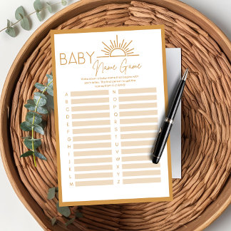Chá de fraldas Baby Name Game Sunshine Boho