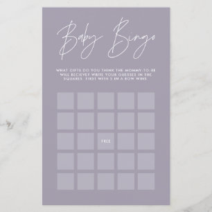 Chá de fraldas bingo - miúda lilac-púrpura-moderna