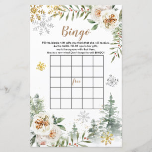 chá de fraldas Bingo Winter White Floral Pinheiro