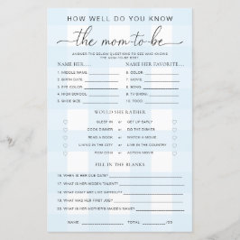 Chá de fraldas Blue Gingham Conhece o jogo da mamã