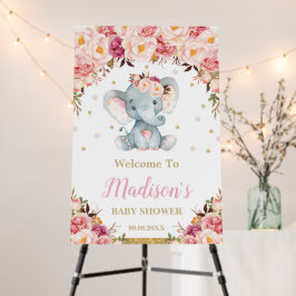 Chá de fraldas Blush Plum Floral Elepher Welcome