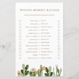 Chá de fraldas Boho Cactus Mamãe Jogo Preferencial