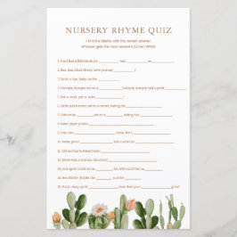 Chá de fraldas Boho Cactus Rhyme Quiz