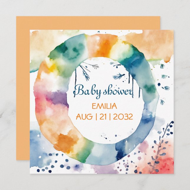 Chá de fraldas BOHO de Cubo Personalizado (Frente/Verso)