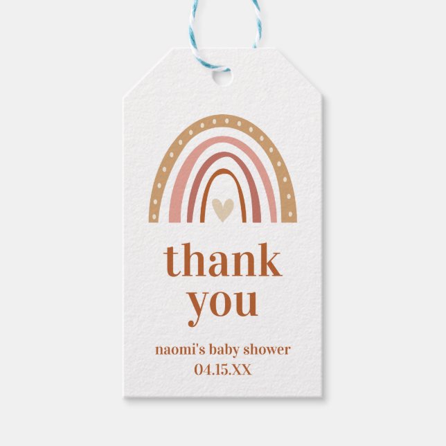 Chá de fraldas Boho Rainbow Obrigado Etiqueta (Frente)
